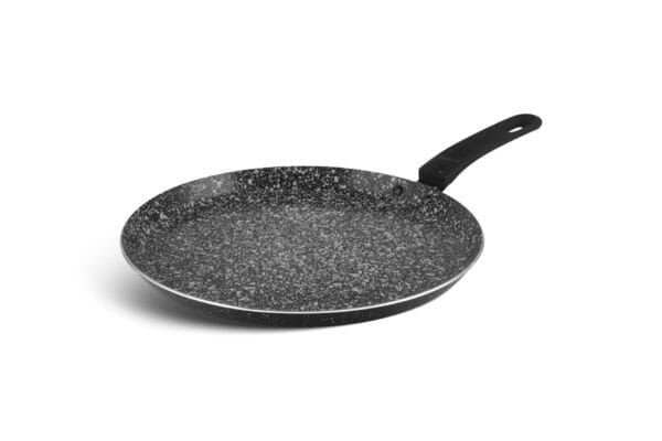 Czarna patelnia ceramiczna 28cm do naleśników z marmurkową powłoką nieprzywierającą