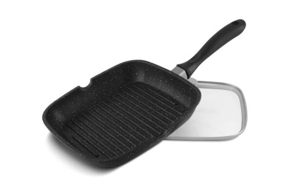 Patelnia grillowa 24 cm z ceramiczną powłoką i szklaną pokrywką