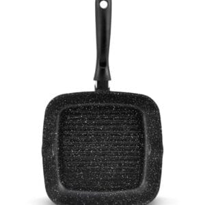 Czarna kwadratowa patelnia grillowa Edenberg 24cm z ceramiczno-marmurkową powłoką nieprzywierającą