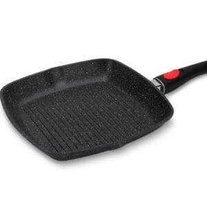 Czarna patelnia grillowa Edenberg 24 cm z marmurkową powłoką nieprzywierającą, widok z boku