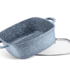 Prostokątny garnek ceramiczno-granitowy 6.5L z szklaną pokrywką, kompatybilny z indukcją