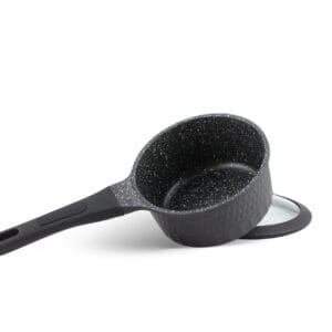 Czarny rondel 16 cm z pokrywka, czesc zestawu garnkow Edenberg z patelnia marmurkowa