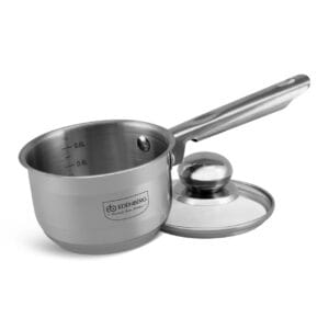 Rondel ze stali nierdzewnej 0.6l z pokrywką ze szkła hartowanego, średnica 12 cm