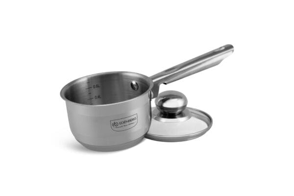 Rondel ze stali nierdzewnej 0.6l z pokrywką ze szkła hartowanego, średnica 12 cm