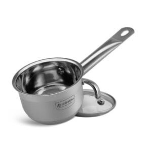 Rondel ze stali nierdzewnej 0.8l z szklaną pokrywką i uchwytem, średnica 12 cm