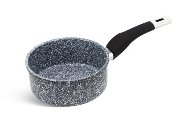 Czarny rondel na indukcję 1.3l z ceramiczno-granitową powłoką i pokrywką