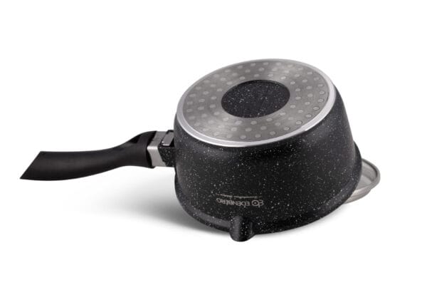 Rondel aluminiowy 1.3l z marmurkową powłoką non-stick i szklaną pokrywką, idealny na indukcję