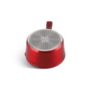 Różowy rondel aluminiowy 1.5l z ceramiczno-marmurową powłoką i stalowym dnem, kompatybilny z indukcją