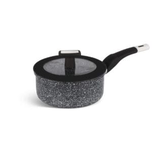 Rondel ze stali nierdzewnej 18 cm z granitową powłoką i szklaną pokrywką