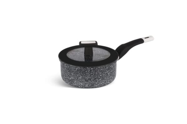 Rondel ze stali nierdzewnej 18 cm z granitową powłoką i szklaną pokrywką
