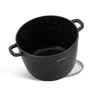 Aluminiowy rondel 6.2l z marmurkową powłoką i szklaną pokrywką, kompatybilny z indukcją