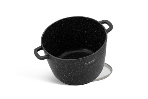 Aluminiowy rondel 6.2l z marmurkową powłoką i szklaną pokrywką, kompatybilny z indukcją