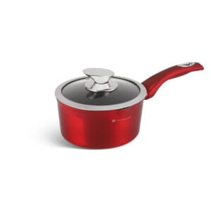 Rondel aluminiowy 1.5l z pokrywką ze szkła hartowanego, powłoka ceramiczno-marmurowa, kompatybilny z indukcją