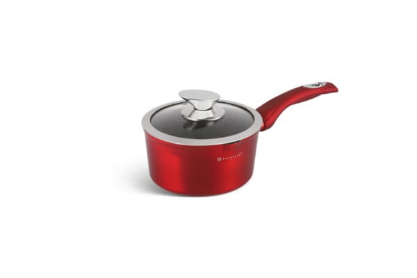 Rondel aluminiowy 1.5l z pokrywką ze szkła hartowanego, powłoka ceramiczno-marmurowa, kompatybilny z indukcją