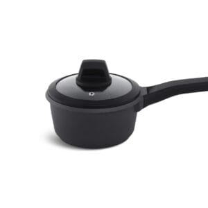 Czarny rondel ceramiczny 16 cm z pokrywką, część zestawu garnków Edenberg