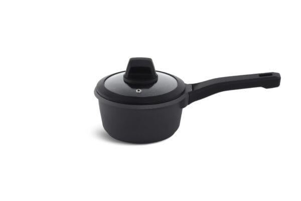 Czarny rondel ceramiczny 16 cm z pokrywką, część zestawu garnków Edenberg
