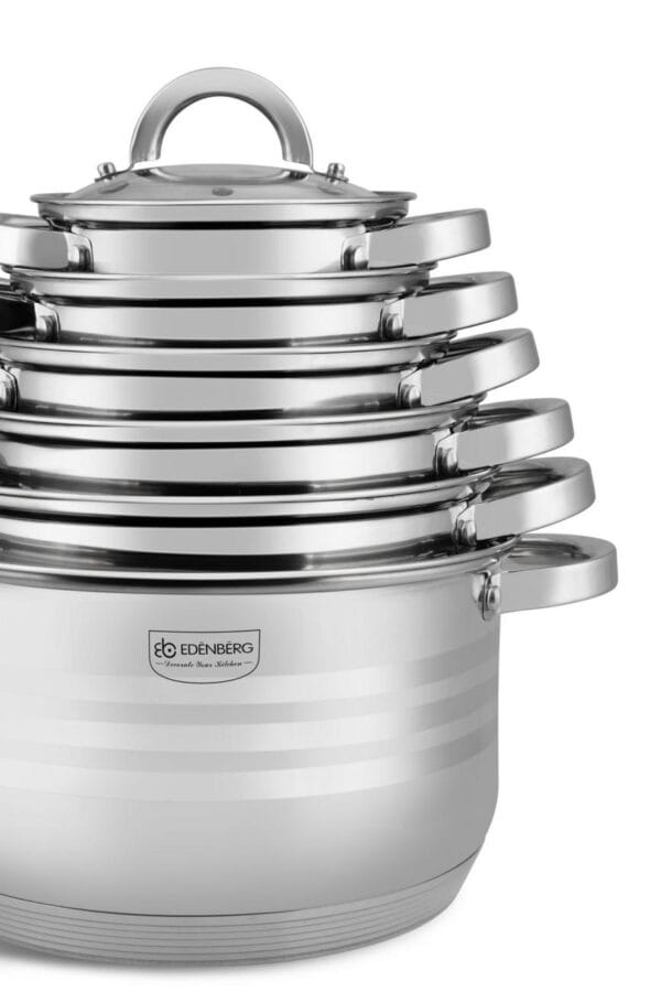 12-częściowy zestaw garnków Edenberg ze stali nierdzewnej, pojemności 1.4L-6.6L, z pokrywkami
