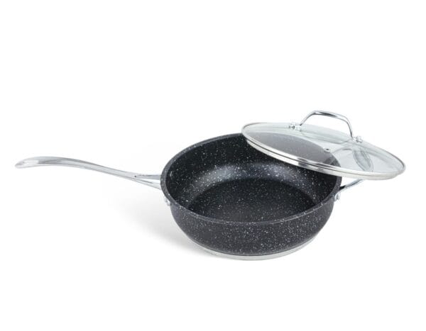 Zestaw garnków z patelnią marmurkową 24cm, nieprzywierająca powłoka, pokrywka szklana, Edenberg EB-4044