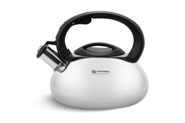 Czajnik z gwizdkiem 3.0L Edenberg wykonany ze stali nierdzewnej, z ergonomicznym uchwytem i eleganckim designem.