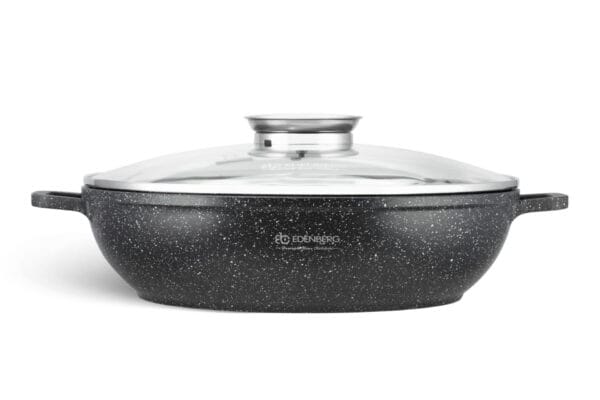 Garnek aluminiowy z pokrywką 3.7l Edenberg z powłoką marmurkową, idealny do gotowania na każdej kuchence
