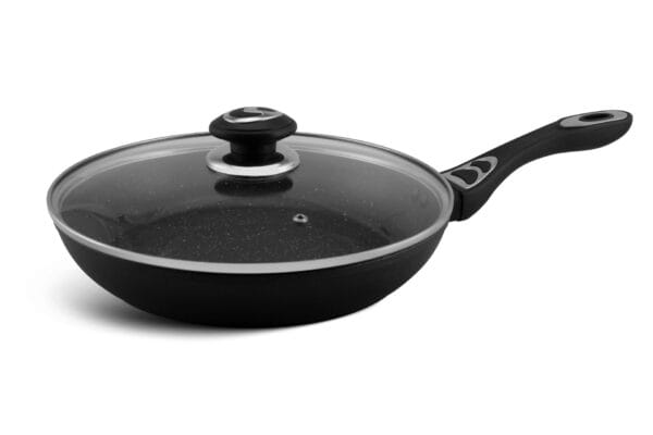 Patelnia ceramiczna z pokrywką 24cm Edenberg – nieprzywierająca, z szklaną pokrywką, idealna do smażenia i duszenia potraw.