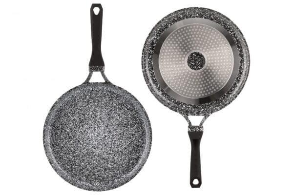 Patelnia do naleśników 24cm Edenberg z nieprzywierającą powłoką ceramiczno-granitową, idealna do smażenia na każdej kuchence. Elegancki design w odcieniach szaro-czarnych.
