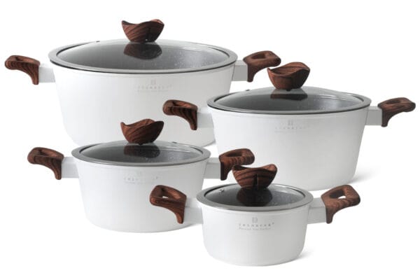 Zestaw garnków Edenberg 16-28cm 1,45-6,3L z marmurkową powłoką, szklanymi pokrywkami i ergonomicznymi uchwytami